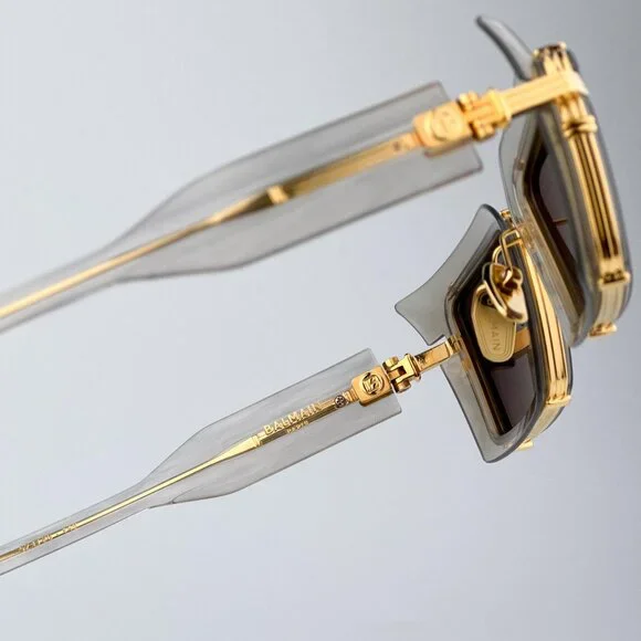 Balmain Women Sunglasses Titanium Grey Crystal Gold Rectangle ADMIRABLE BPS-130B Balmain | Accessories | Balmain Women Sunglasses Grey  main image 4
